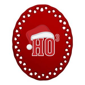 Ho Ho Ho X 3 Third Power Funny Christmas Holiday Gift Ceramic Oval Ornament