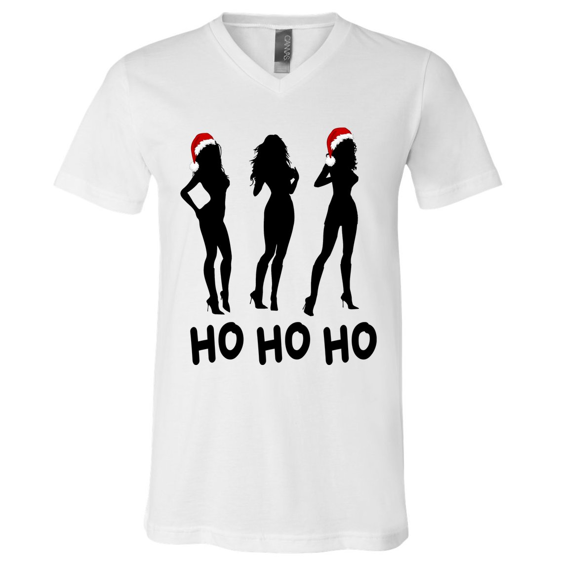 Ho Ho Ho Female Funny Santa V-Neck T-Shirt