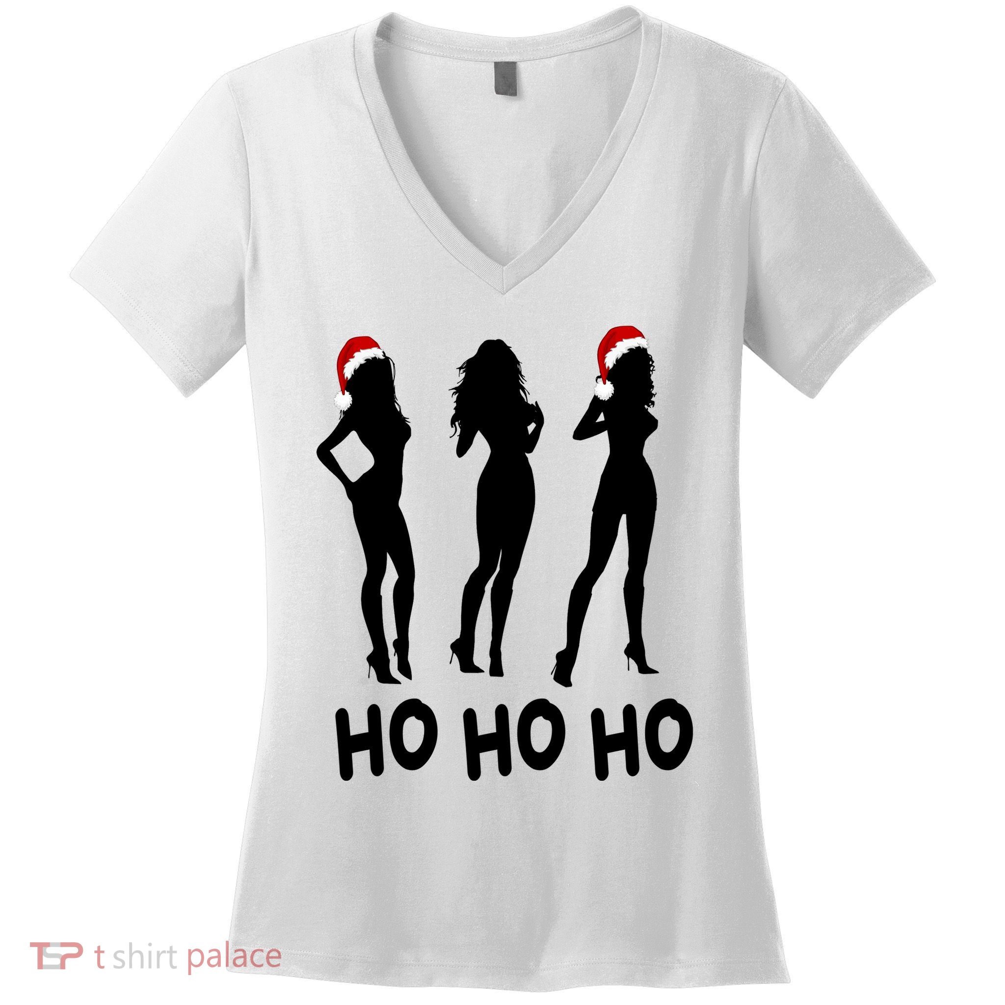 Ho Ho Ho Female Funny Santa Women's V-Neck T-Shirt