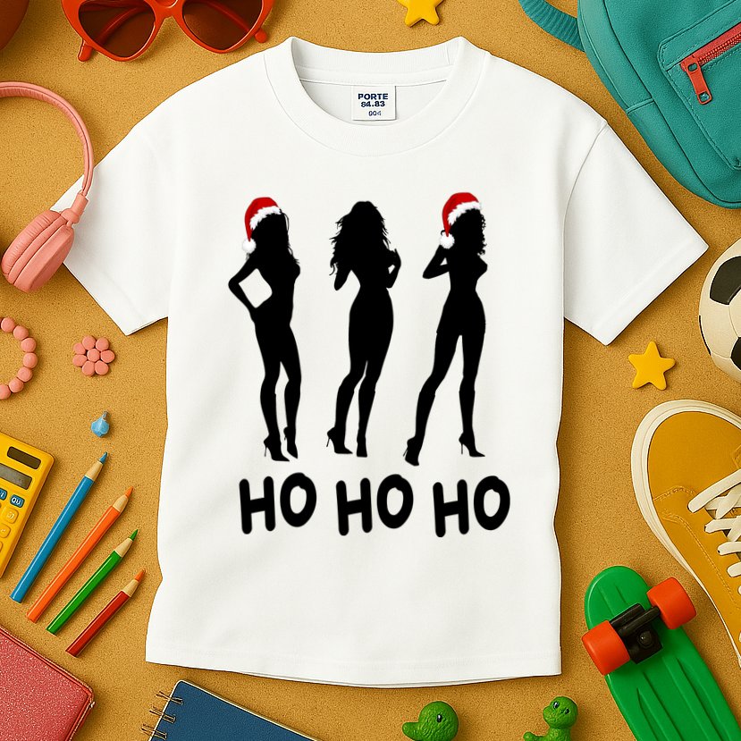 Ho Ho Ho Female Funny Santa Kids T-Shirt