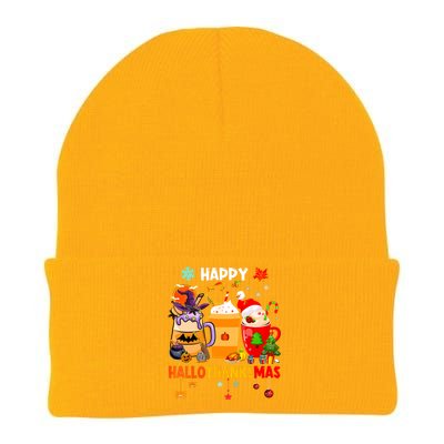 Happy Hallothanksmas Halloween Coffee Latte Thanksgiving Knit Cap Winter Beanie