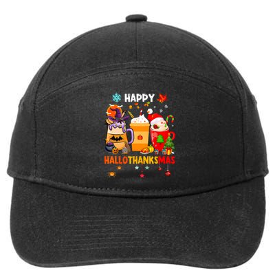 Happy Hallothanksmas Halloween Coffee Latte Thanksgiving 7-Panel Snapback Hat