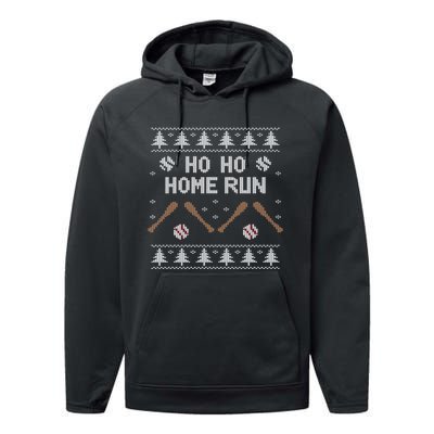 Ho Ho HOME Run Funny Ugly Christmas Baseball lover Performance Fleece Hoodie