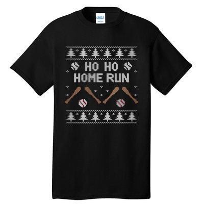 Ho Ho HOME Run Funny Ugly Christmas Baseball lover Tall T-Shirt