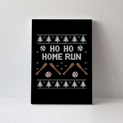 Ho Ho HOME Run Funny Ugly Christmas Baseball lover Canvas