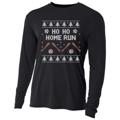 Ho Ho HOME Run Funny Ugly Christmas Baseball lover Cooling Performance Long Sleeve Crew