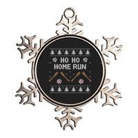 Ho Ho HOME Run Funny Ugly Christmas Baseball lover Metallic Star Ornament