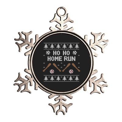 Ho Ho HOME Run Funny Ugly Christmas Baseball lover Metallic Star Ornament