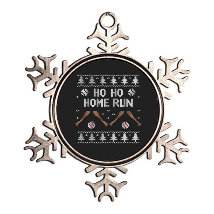 Ho Ho HOME Run Funny Ugly Christmas Baseball lover Metallic Star Ornament