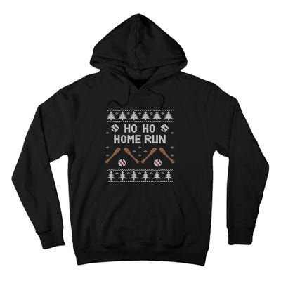 Ho Ho HOME Run Funny Ugly Christmas Baseball lover Tall Hoodie