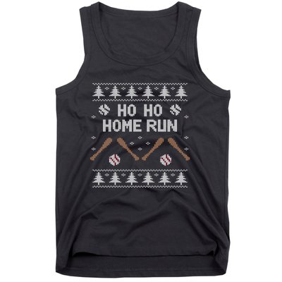 Ho Ho HOME Run Funny Ugly Christmas Baseball lover Tank Top