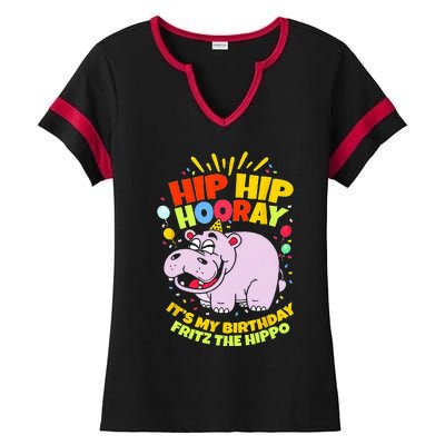 Hip Hip Hooray Its My Birthday Fritz The Hippo Ladies Halftime Notch Neck Tee