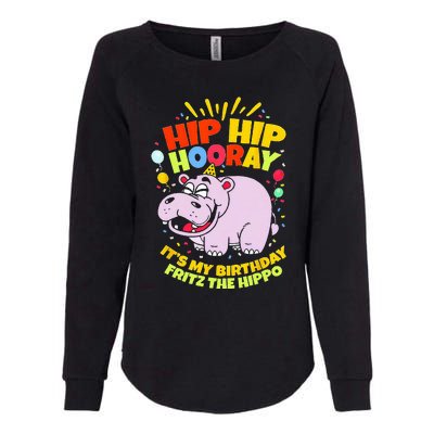 Hip Hip Hooray Its My Birthday Fritz The Hippo Womens California Wash Sweatshirt