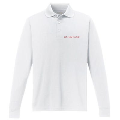 He/ Him/ Hole Performance Long Sleeve Polo