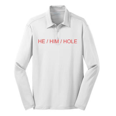 He/ Him/ Hole Silk Touch Performance Long Sleeve Polo