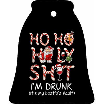 Ho Ho Holy Shit I'm Drunk Wine Santa Christmas Ceramic Bell Ornament