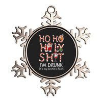 Ho Ho Holy Shit I'm Drunk Wine Santa Christmas Metallic Star Ornament