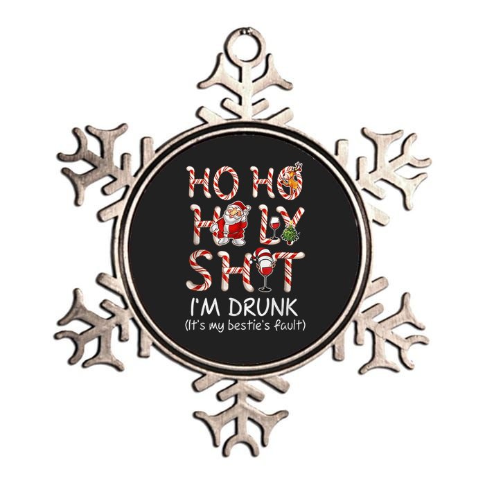 Ho Ho Holy Shit I'm Drunk Wine Santa Christmas Metallic Star Ornament