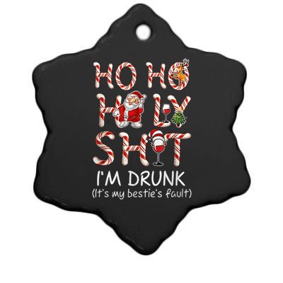 Ho Ho Holy Shit I'm Drunk Wine Santa Christmas Ceramic Star Ornament