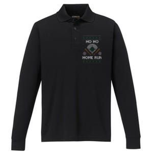 Ho Ho Homerun Baseball Ugly Christmas Party Hitter Gift Performance Long Sleeve Polo