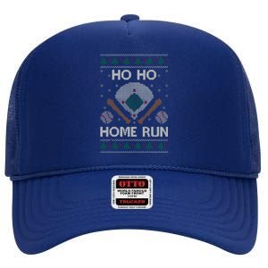 Ho Ho Homerun Baseball Ugly Christmas Party Hitter Gift High Crown Mesh Back Trucker Hat