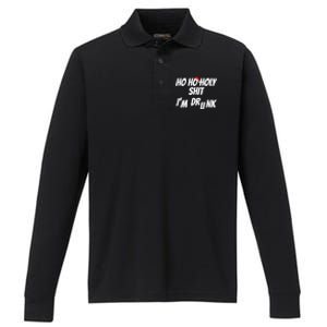 Ho Ho Holy Shit IM Drunk Adult Funny Christmas Gift Performance Long Sleeve Polo