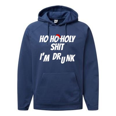 Ho Ho Holy Shit IM Drunk Adult Funny Christmas Gift Performance Fleece Hoodie