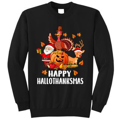 Happy Hallothanksmas Halloween Thanksgiving Christmas Day Sweatshirt