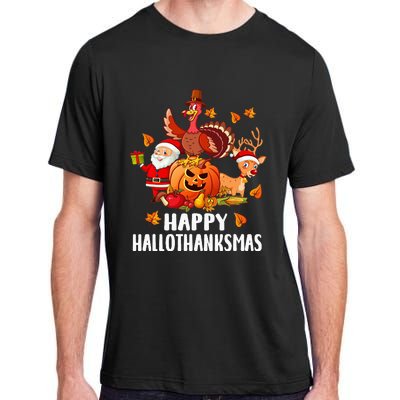 Happy Hallothanksmas Halloween Thanksgiving Christmas Day Adult ChromaSoft Performance T-Shirt