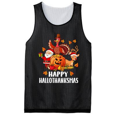 Happy Hallothanksmas Halloween Thanksgiving Christmas Day Mesh Reversible Basketball Jersey Tank