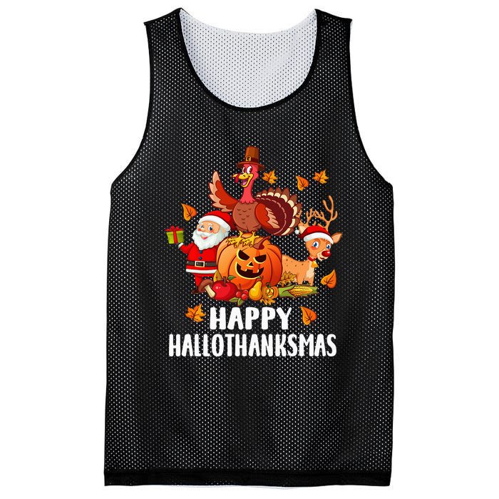 Happy Hallothanksmas Halloween Thanksgiving Christmas Day Mesh Reversible Basketball Jersey Tank