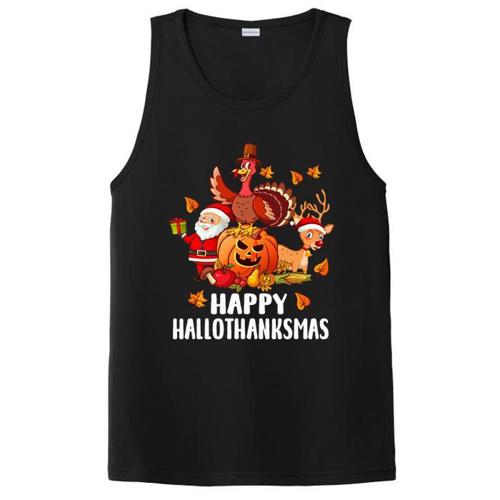 Happy Hallothanksmas Halloween Thanksgiving Christmas Day PosiCharge Competitor Tank