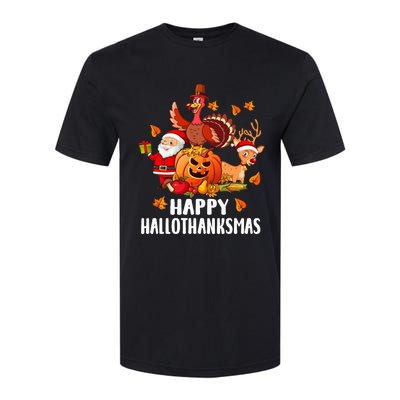 Happy Hallothanksmas Halloween Thanksgiving Christmas Day Softstyle CVC T-Shirt