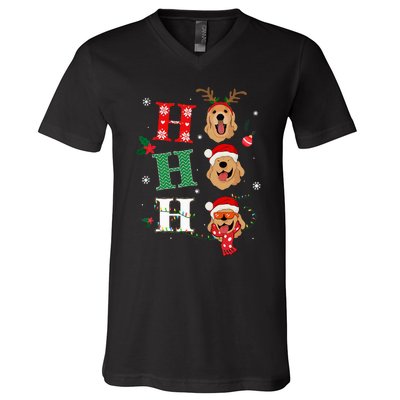 Ho Ho Ho Retrievers Golden Xmas Outfit Christmas Costume V-Neck T-Shirt