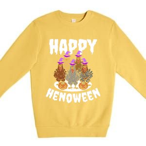 Happy Henoween Hen Chicken Farm Halloween Cute Gift Premium Crewneck Sweatshirt