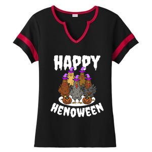 Happy Henoween Hen Chicken Farm Halloween Cute Gift Ladies Halftime Notch Neck Tee