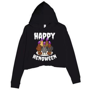 Happy Henoween Hen Chicken Farm Halloween Cute Gift Crop Fleece Hoodie