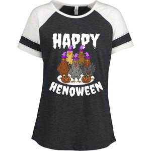 Happy Henoween Hen Chicken Farm Halloween Cute Gift Enza Ladies Jersey Colorblock Tee