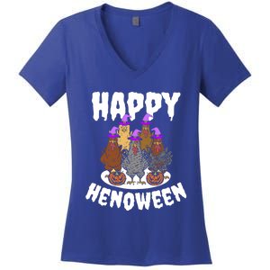 Happy Henoween Hen Chicken Farm Halloween Cute Gift Women's V-Neck T-Shirt