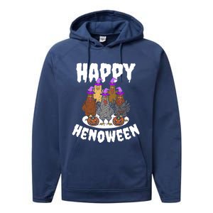 Happy Henoween Hen Chicken Farm Halloween Cute Gift Performance Fleece Hoodie