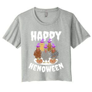 Happy Henoween Hen Chicken Farm Halloween Cute Gift Women's Crop Top Tee