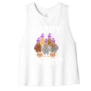 Happy Henoween Hen Chicken Farm Halloween Cute Gift Women's Racerback Cropped Tank