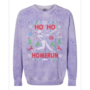 Ho Ho Homerun Baseball Ugly Christmas Party Hitter Gift Colorblast Crewneck Sweatshirt