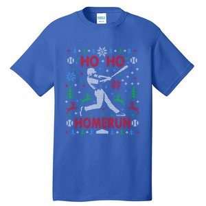 Ho Ho Homerun Baseball Ugly Christmas Party Hitter Gift Tall T-Shirt