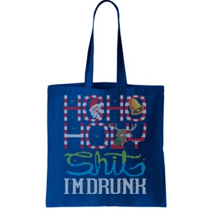 Ho Ho Holy Shit IM Drunk Santa Claus Ugly Christmas Sweater Funny Gift Tote Bag