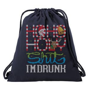 Ho Ho Holy Shit IM Drunk Santa Claus Ugly Christmas Sweater Funny Gift Drawstring Bag