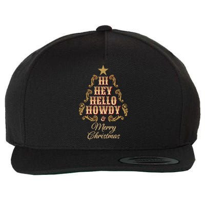 Hi Hey Hello Howdy Merry Christmas Retro Western Christmas Gift Wool Snapback Cap