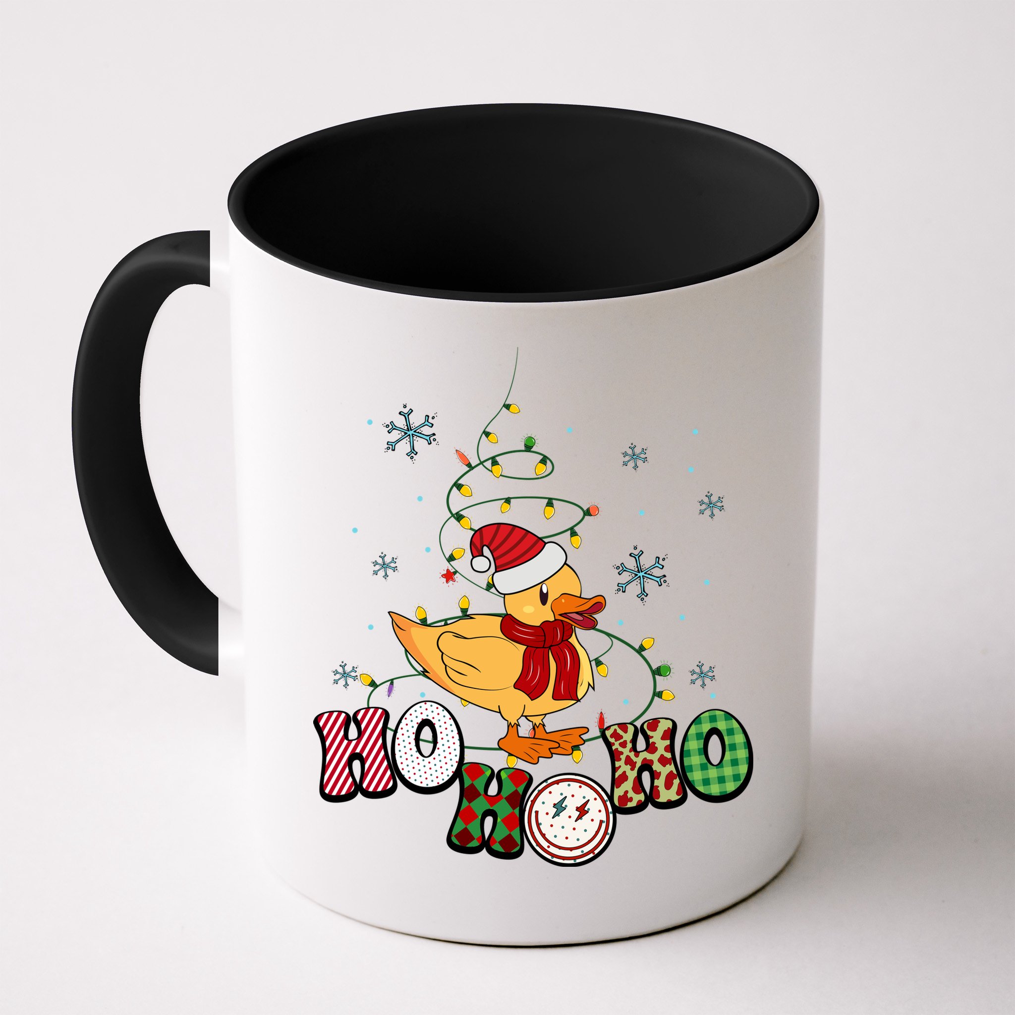 Ho Ho Ho Duck Funny Christmas Lights Gift Mug