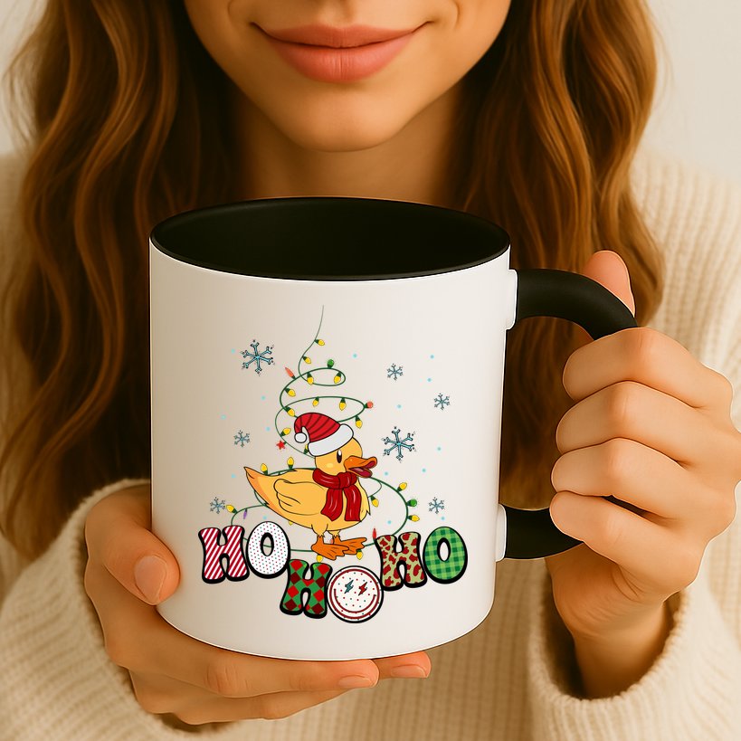 Ho Ho Ho Duck Funny Christmas Lights Gift Mug