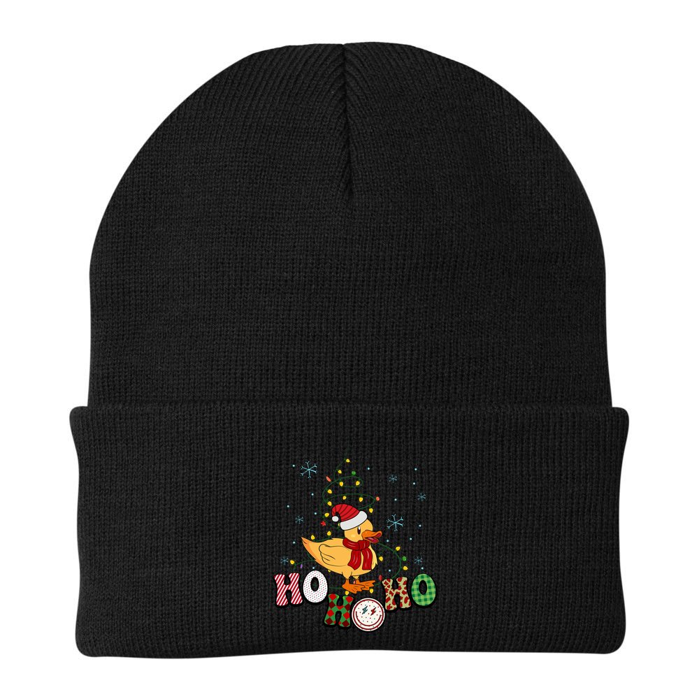 Ho Ho Ho Duck Funny Christmas Lights Gift Beanie